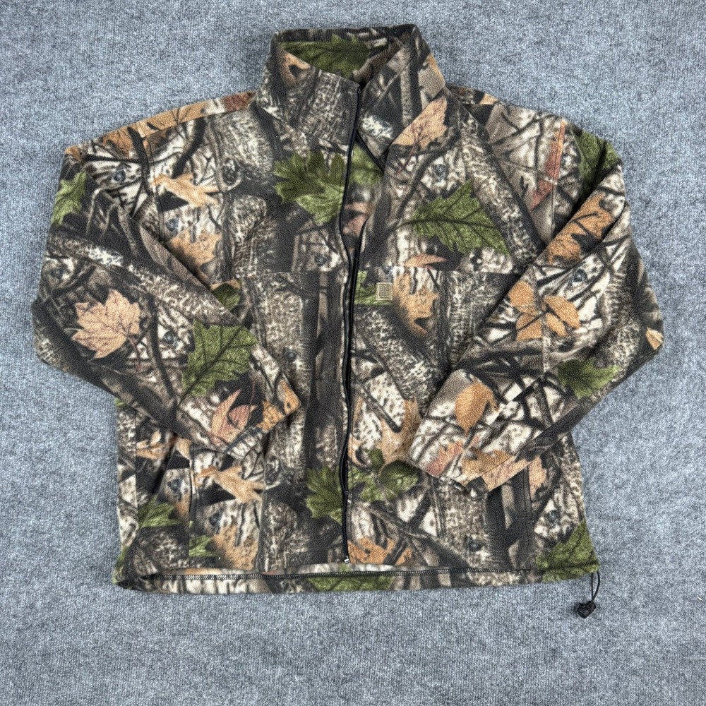 Big Bill Fleece Jacket Mens 2XL Camo Full Zip Outdoor Hunting Forest Print